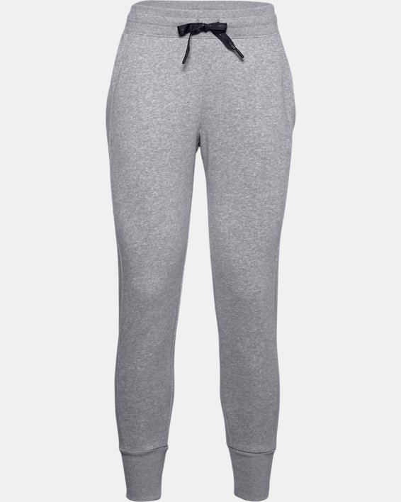 Women's UA Rival Fleece EMB Pants, Gray, pdpMainDesktop image number 4